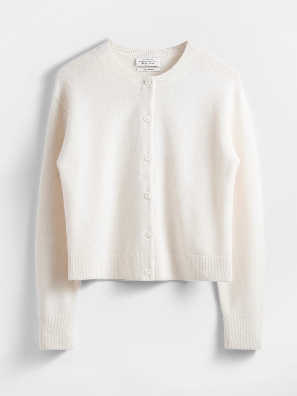 & Other Stories Cream Button-Up Cropped Cardigan